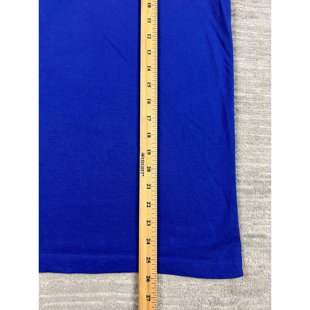 American Sweetheart Tank Top Womens L Blue Solid Crew Neck Cotton Blend Basic - Picture 5 of 11